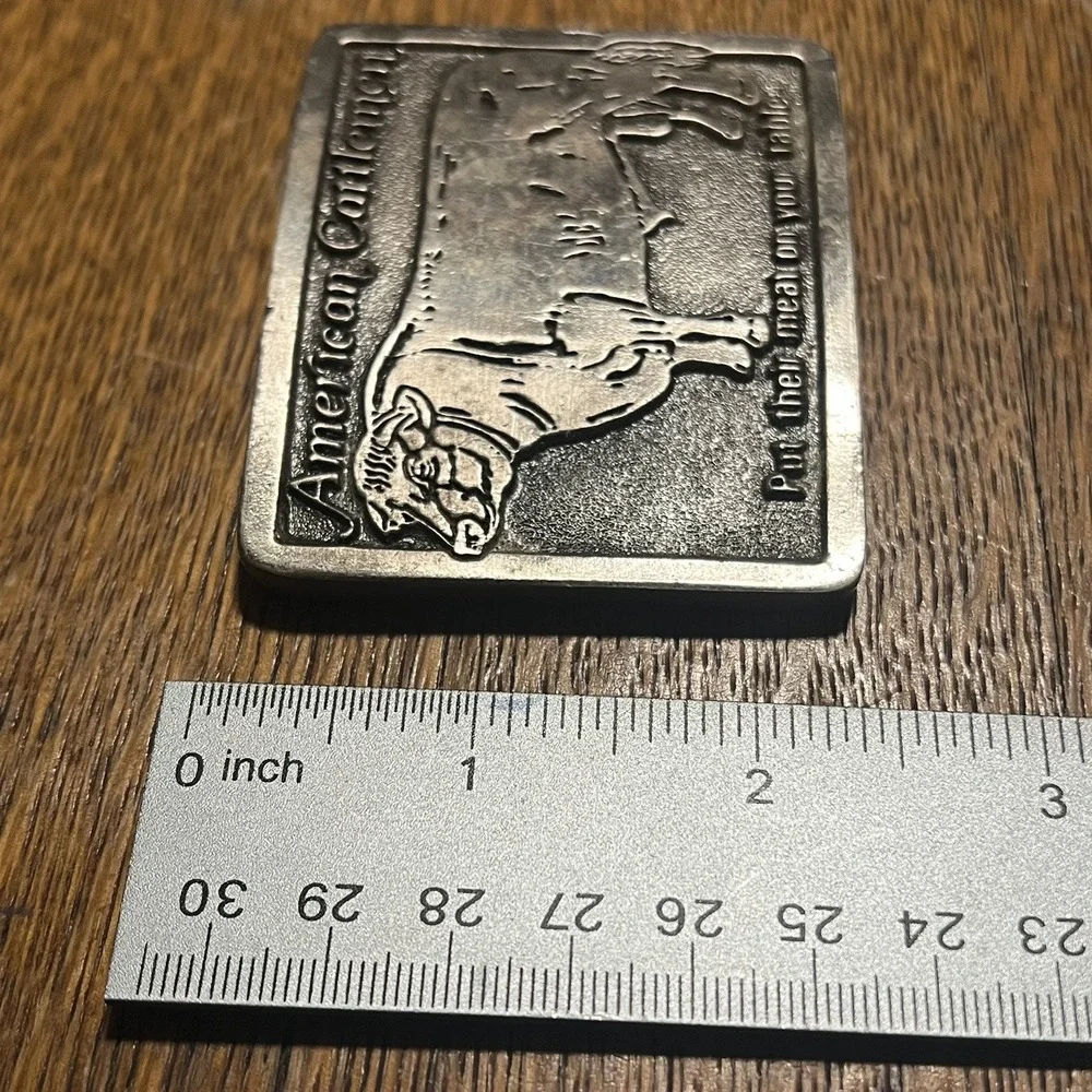 Markatron American Cattlemen Bull Pewter Belt Buckle VTG 80s EB2223 Missing Pin